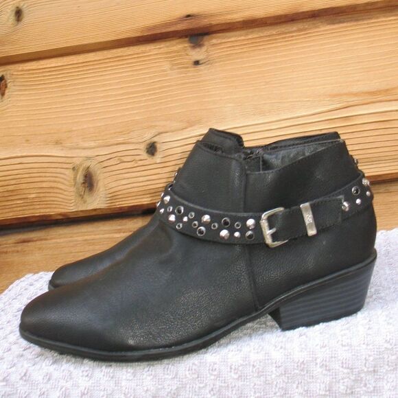 Sam Edelman Black Vegan Leather Studded Boots - Picture 1 of 7